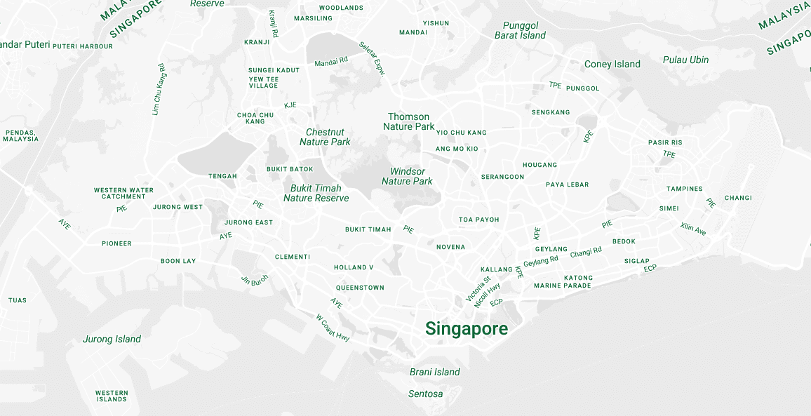 Map of Singapore and its districts